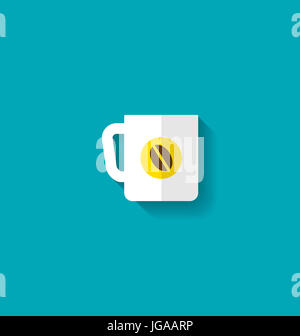 Abbildung flache Symbol Tasse Kaffee mit langen Schatten, modernen Stil- Stockfoto