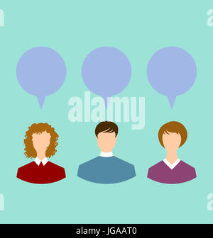 Abbildung Leute mit Chat-Sprechblasen, Sozialnetz- Stockfoto