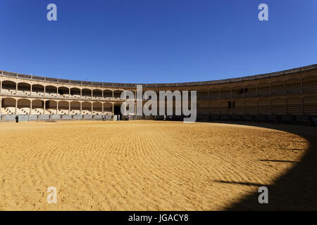 Stierkampfarena in Ronda, Plaza de Toros, Spanien. Stockfoto