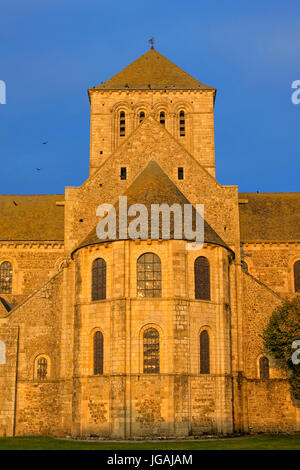 Die Abtei von Lessay in der Normandie Stockfoto