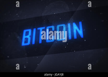 Bitcoin Digitalrechner Bildschirm Konzept. Neue Blockchain monetäre Cryptocurency Sicherheit Sicherheit Tecnnology. 3D Rendering-illustration Stockfoto