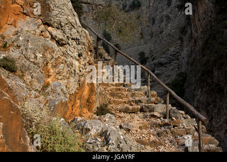 Aradena-Schlucht ist eine tiefe Kalkstein-Schlucht läuft aus der Lefka Ori oder weißen Berge bis in den Süden Kretas. Heutzutage ist es eine beliebte Wanderung Stockfoto