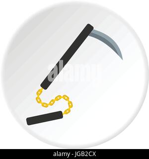 Kusarigama, japanische Waffe Symbol Kreis Stock Vektor