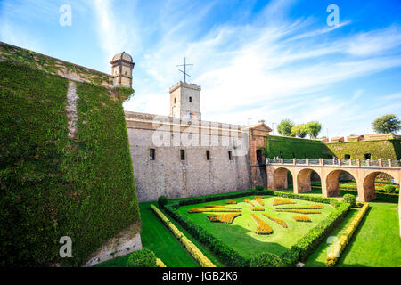 Historisches Schloss der Montjuïc in Barcelona, Katalonien, Spanien, Europa Stockfoto