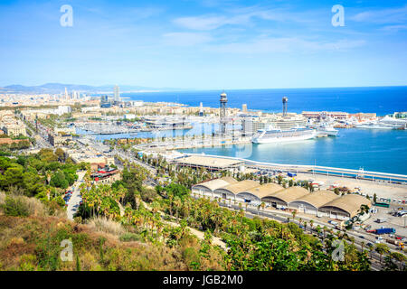 Barcelona, die vom Burgberg, Katalonien, Spanien Stockfoto