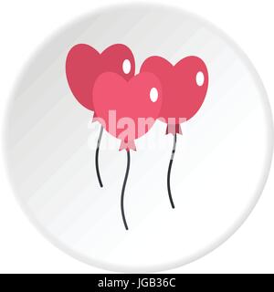 Rosa Luftballons in Form von Herz-Symbol Kreis Stock Vektor