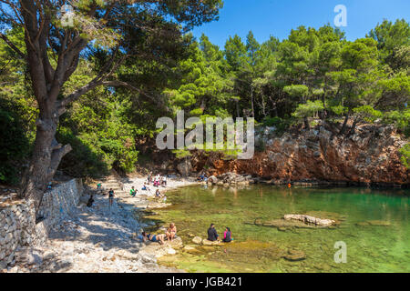 Kroatien Dubrovnik Kroatien dalmatinische Küste Lokrum Insel Dubrovnik Totes Meer, Mrtvo mehr, kleine Salzsee Bad, Adria-Dubrovnik-Kroatien Stockfoto