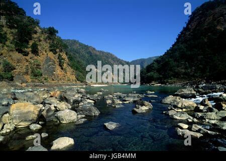 Indien, Uttarakhand, Ganges nördlich von Rishikesh Stockfoto