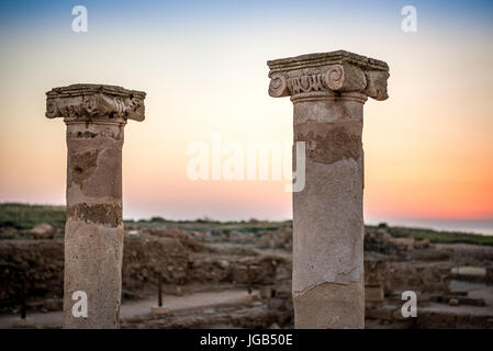 Antiken Säulen in Paphos Archaeological Park, Republik Zypern Stockfoto