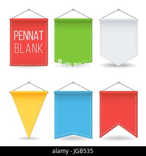Leere Set Vector Wimpel. Bunte Wand leer Wimpel Banner hängen. Mock-Up isoliert Illustration Stock Vektor