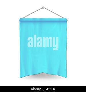 Blauer Wimpel Vorlage Vector. Leere 3D Wimpel Banner Blank. Klassische Form. Stock Vektor