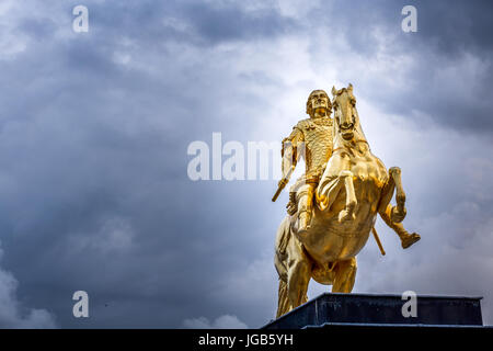 Historische goldene Statue in Dresden Stockfoto