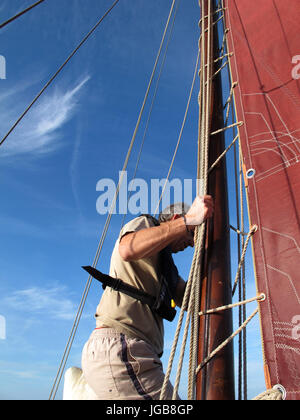 Rigel, alte Segelregatta, Binic Hafen in der Nähe von Saint-Brieuc, Côtes-d ' Armor, Bretagne, Bretagne, Frankreich Stockfoto