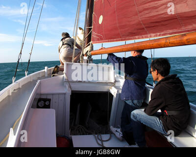 Rigel, alte Segelregatta, Binic Hafen in der Nähe von Saint-Brieuc, Côtes-d ' Armor, Bretagne, Bretagne, Frankreich Stockfoto