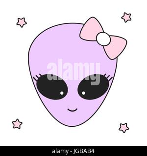 Cute cartoon Alien girl Vector Illustration Stock Vektor