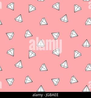 Weiß cute cartoon Diamanten auf rosa Hintergrund nahtlose Vektor Muster Abbildung Stock Vektor