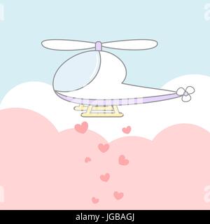 Cute cartoon Hubschrauber am Himmel Vector Illustration Stock Vektor