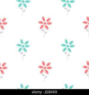 Bunt süß abstrakte daisy flowers Blau und Rot nahtlose Vektor Muster hintergrund abbildung Stock Vektor