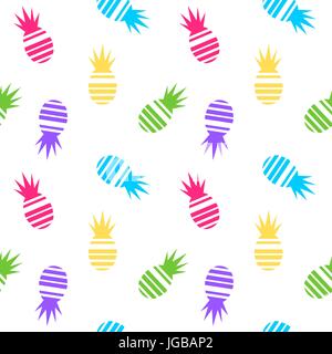 Bunt gestreiften Ananas nahtlose Vektor Muster hintergrund abbildung Stock Vektor