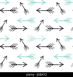 Hand gezeichnet Doodle mit schwarzen und blauen Pfeile nahtlose Vektor Muster hintergrund abbildung Stock Vektor