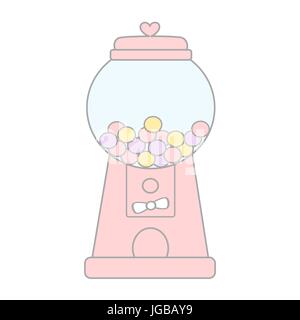 Niedliche rosa Cartoon gumball machine Vector Illustration auf weißem Hintergrund Stock Vektor