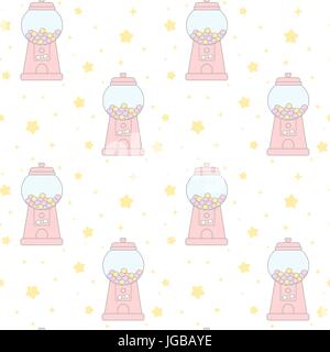Niedliche rosa Cartoon gumball Machine nahtlose Vektor Muster hintergrund abbildung Stock Vektor