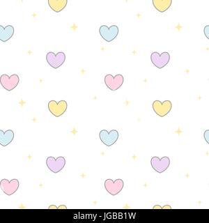 Cute cartoon bunte Herzen nahtlose Vektor Muster hintergrund abbildung Stock Vektor