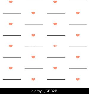 Süße schöne nahtlose Vektor Muster Hintergrund Abbildung mit Herzen und Linien Stock Vektor