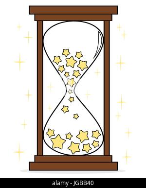Cute cartoon Sanduhr mit Sternen Konzept Vector Illustration Stock Vektor