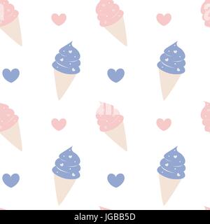 Cute cartoon Eis rosa und blau Schöne nahtlose Vektor Muster hintergrund abbildung Stock Vektor