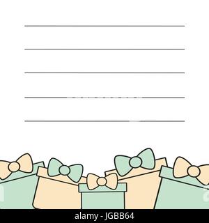 Cute Vector Card frame Vorlage für die Begrüßung, Einladung und Notizen mit schönen Geschenkverpackung Stock Vektor