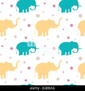 colorful elephants silhouette seamless vector pattern background illustration Stock Vektor