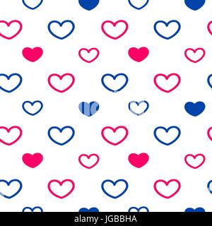 blau rosa Herzen nahtlose Muster Hintergrund Vektorgrafik Stock Vektor