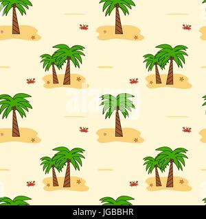 niedlichen Cartoon Coconut Palm Tree nahtlose Muster Hintergrund Vektorgrafik Stock Vektor