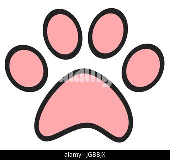 Cute schwarz weiß Pink paw Symbol Vektor illustration Stock Vektor