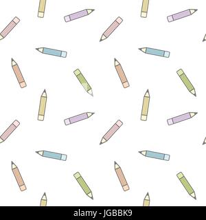 niedlichen Cartoon bunten Bleistift nahtlose Muster Hintergrund Vektorgrafik Stock Vektor