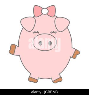 Cute cartoon Schwein Vector Illustration auf weißem Hintergrund Stock Vektor