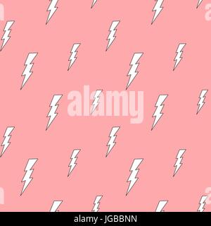 Cute cartoon weißen Blitz auf rosa Hintergrund nahtlose Vektor Muster Abbildung Stock Vektor