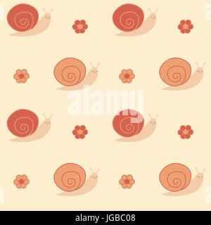 niedlichen Pastell Cartoon Schnecke nahtlose Muster Hintergrund Vektorgrafik Stock Vektor