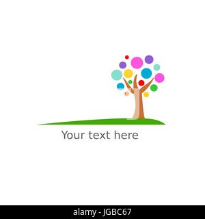 Logo der niedliche Baum mit bunten Kreisen Vektor-illustration Stock Vektor