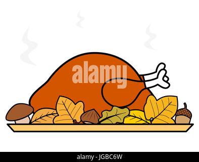 niedlichen Cartoon-Erntedankfest geröstet-Türkei-Vektor-illustration Stock Vektor