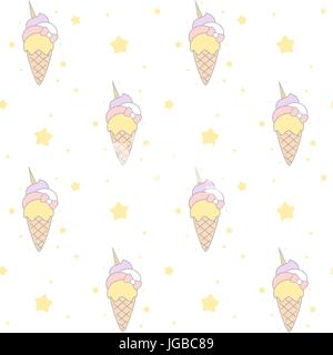 niedlichen Cartoon Regenbogen Einhorn Eis nahtlose Muster Hintergrund Vektorgrafik Stock Vektor
