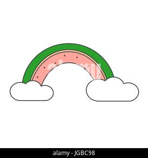 niedliche Cartoon-Wassermelone-Regenbogen-Vektor-illustration Stock Vektor