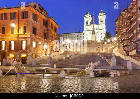 Spanische Treppe in der Nacht, Rom, Italien. Stockfoto