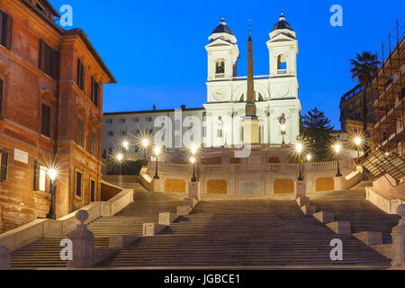 Spanische Treppe in der Nacht, Rom, Italien. Stockfoto