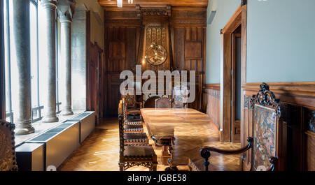 Der Speisesaal des Palau Güell (Güell Palast) in Barelona von Antoni Gaudi entworfen Stockfoto