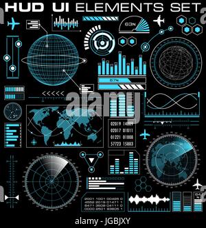 Satz von futuristischen grafische Benutzeroberfläche HUD Stock Vektor