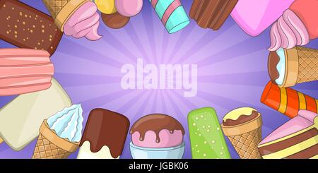 Eis-Banner Horizontal, Cartoon-Stil Stock Vektor