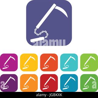 Kusarigama Icons set flach Stock Vektor