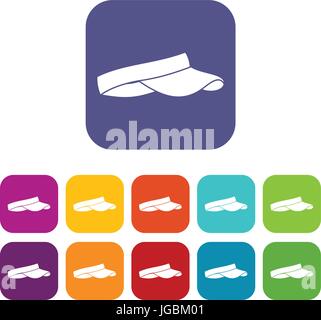 Golf Visor Icons set flach Stock Vektor